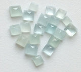 6-7mm Matched Pairs Aquamarine Cabochon, Loose Milky Aquamarine Faceted Princess Cut Stones (2 Pcs To 10 Pcs) - GODP891