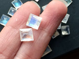 Rainbow Moonstone Princess Cut Gems, Rainbow Moonstone Square Gemstones For Jewelry, 1 Piece - GODP892