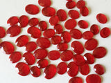 10-15mm Red Hydro Oval Rose Cut Cabochons, Faceted Flat Back 5 Pcs Red Rose Cut