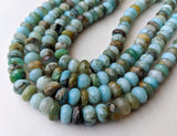 8-9mm Peruvian Blue Opal Beads, Blue Faceted Rondelle Opal Beads, 22Pcs