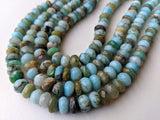 8-9mm Peruvian Blue Opal Beads, Blue Faceted Rondelle Opal Beads, 22Pcs