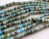 8-9mm Peruvian Blue Opal Beads, Blue Faceted Rondelle Opal Beads, 22Pcs