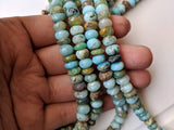 8-9mm Peruvian Blue Opal Beads, Blue Faceted Rondelle Opal Beads, 22Pcs