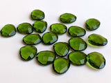 16-17mm Peridot Colored Quartz Rose Cut Flat Back Cabochons, Peridot Hydro