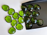 16-17mm Peridot Colored Quartz Rose Cut Flat Back Cabochons, Peridot Hydro