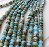 8-9mm Peruvian Blue Opal Beads, Blue Faceted Rondelle Opal Beads, 22Pcs