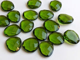 16-17mm Peridot Colored Quartz Rose Cut Flat Back Cabochons, Peridot Hydro