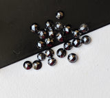 Black Rose Cut Diamond Cabochons, Round Flat Back Diamond for Ring/Jewelry