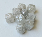 4.5-5mm White Grey Raw Diamond Cube, 2 Pcs Box Shaped White Grey Diamond Cube