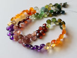 5.5-6mm Multi Gemstone Faceted Heart Bead 6 Inch Carnelian/Amethyst/Garnet