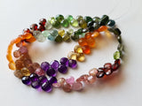 5.5-6mm Multi Gemstone Faceted Heart Bead 6 Inch Carnelian/Amethyst/Garnet