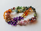 5.5-6mm Multi Gemstone Faceted Heart Bead 6 Inch Carnelian/Amethyst/Garnet