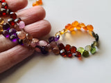 5.5-6mm Multi Gemstone Faceted Heart Bead 6 Inch Carnelian/Amethyst/Garnet