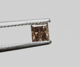 3mm Cognac Princess Cut Diamond 0.18 Cts Natural Cognac Faceted Brilliant Cut