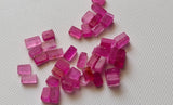 Natural Pink Pink Plain Flat Back 5-7mm Ruby Smooth Rectangle Cabochon (5-10Pcs)