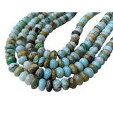 8-9mm Peruvian Blue Opal Beads, Blue Faceted Rondelle Opal Beads, 22Pcs