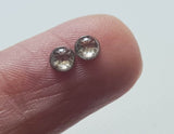 Salt And Pepper Round Polished Diamond Cabochon, Matched Pair 2 Pcs 3.9mm-PDD587