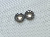 Salt And Pepper Round Polished Diamond Cabochon, Matched Pair 2 Pcs 3.9mm-PDD587