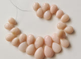Pink Opal Plain Pear Beads, 9x12mm-12x14mm Opal Pear Briolettes 13 Pcs-PDG352