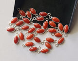 Italian Coral Marquise Charm Connector, Plain Marquise 925 Silver (5Pc To 10Pcs)