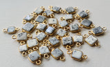 Dendrite Opal Charm Connector Flat Square 925 Silver, Gold Polish (5Pc To 10Pcs)