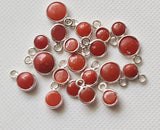 Italian Coral Round Charm Connectors Plain Round 925 Silver 13-14mm (5Pc-10Pc)