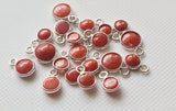 Italian Coral Round Charm Connectors Plain Round 925 Silver 13-14mm (5Pc-10Pc)