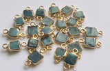 Emerald Charm Connector Square 925 Silver with Gold Polish 13-14mm (5Pcs-10Pcs)