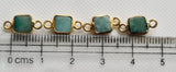 Emerald Charm Connector Square 925 Silver with Gold Polish 13-14mm (5Pcs-10Pcs)