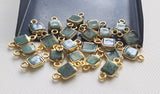 Emerald Charm Connector Square 925 Silver with Gold Polish 13-14mm (5Pcs-10Pcs)