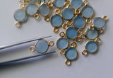 Aquamarine Charm Connector Round 925 Silver with Gold Polish 14mm (5Pcs-10Pc)