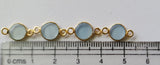 Aquamarine Charm Connector Round 925 Silver with Gold Polish 14mm (5Pcs-10Pc)