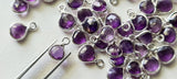 Amethyst Heart Charm Connectors Faceted Heart 925 Silver 9-10mm (5 Pcs-10 Pcs)