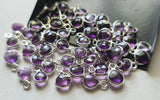 Amethyst Heart Charm Connectors Faceted Heart 925 Silver 9-10mm (5 Pcs-10 Pcs)