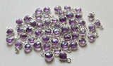 Amethyst Heart Charm Connectors Faceted Heart 925 Silver 9-10mm (5 Pcs-10 Pcs)