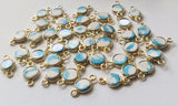 Howlite Charm Connector Round 925 Silver with Gold Polish 15.5mm (5Pc-10Pcs)