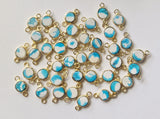 Howlite Charm Connector Round 925 Silver with Gold Polish 15.5mm (5Pc-10Pcs)