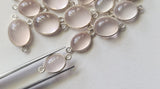 Rose Quartz Oval Charm Connectors Plain Oval 925 Silver 14-16mm (2Pcs-5Pcs)