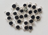 Black Onyx Round Charm Connectors Onyx Plain 925 Silver Bezel 13mm (5Pcs-10Pcs)