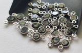 Black Onyx Round Charm Connectors Onyx Plain 925 Silver Bezel 13mm (5Pcs-10Pcs)