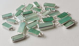 Chrysoprase Rectangle Charm Connectors 925 Silver Bezel 12.5-16mm (2Pcs-4Pcs)