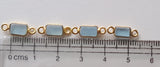 Aquamarine Rectangle Charm Connectors 925 Silver with Gold Polish 13.5-14.5mm