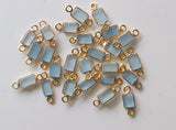 Aquamarine Rectangle Charm Connectors 925 Silver with Gold Polish 13.5-14.5mm