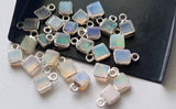 Ethiopian Opal Charm Connector, Opal 925 Silver Bezel 8.5-9mm (5Pc-10Pcs)