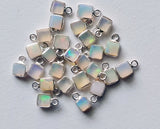 Ethiopian Opal Charm Connector, Opal 925 Silver Bezel 8.5-9mm (5Pc-10Pcs)