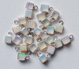 Ethiopian Opal Charm Connector, Opal 925 Silver Bezel 8.5-9mm (5Pc-10Pcs)