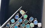 Ethiopian Opal Charm Connector, Opal 925 Silver Bezel 8.5-9mm (5Pc-10Pcs)