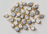 Dendrite Opal Charm Connector Flat Square 925 Silver, Gold Polish (5Pc To 10Pcs)