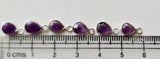 Amethyst Pear Charm Connector Faceted 925 Silver Bezel 10-11.5mm (5 Pcs-10 Pcs)