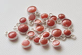 Italian Coral Round Charm Connectors Plain Round 925 Silver 13-14mm (5Pc-10Pc)